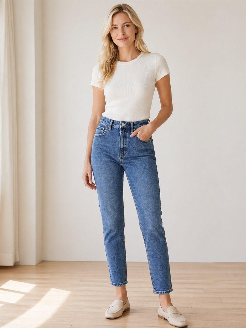 Denim Forum Aritzia Blue High Rise Rigid Slim Jeans Size 27